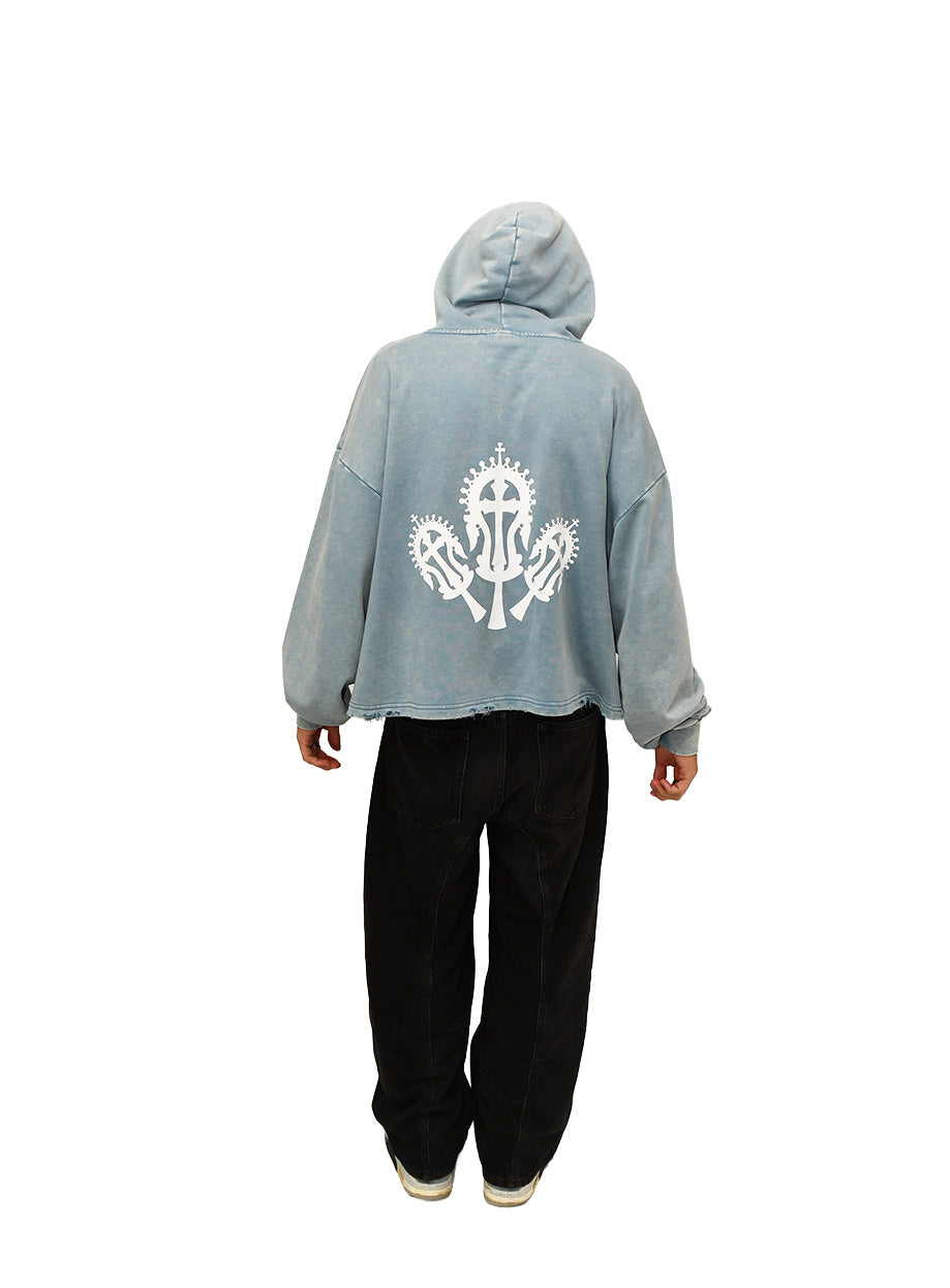 Frozen Frayed-Hem Hoodie
