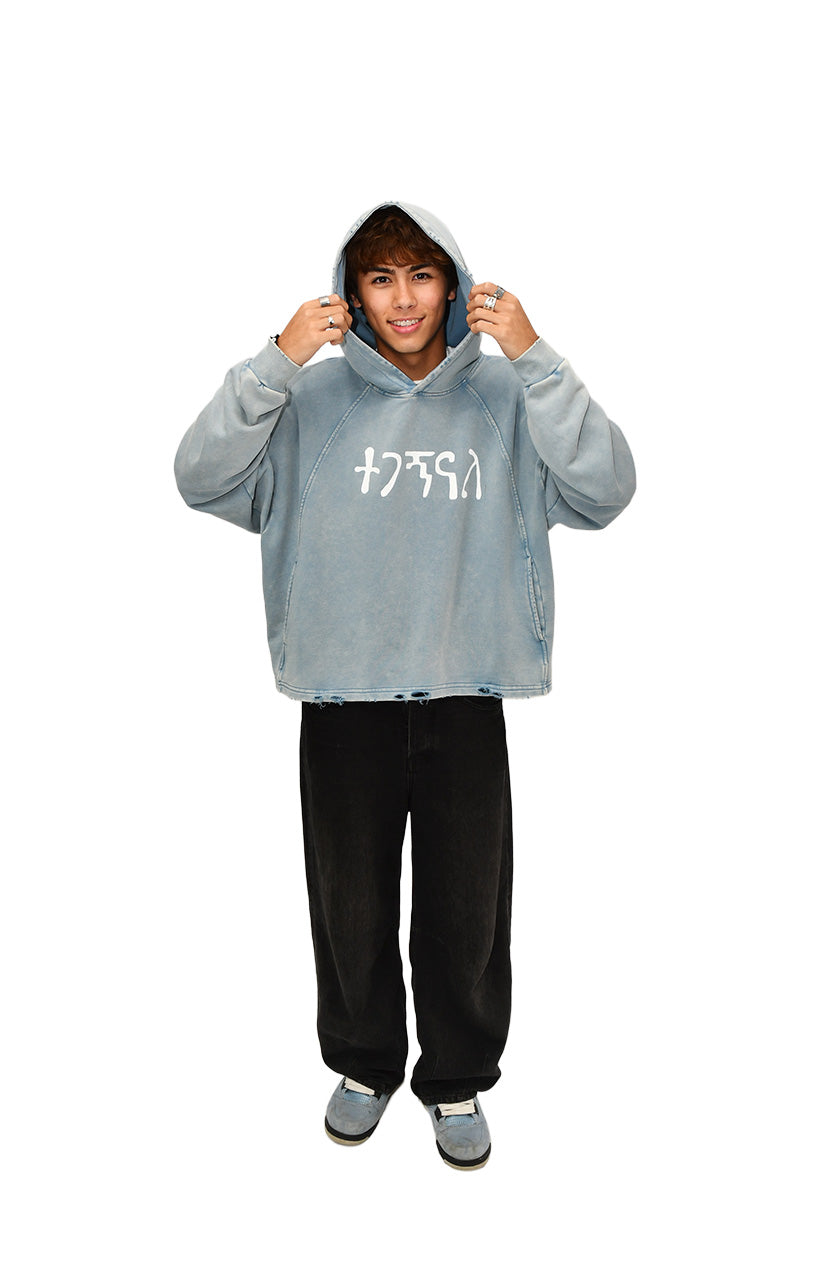 Frozen Frayed-Hem Hoodie